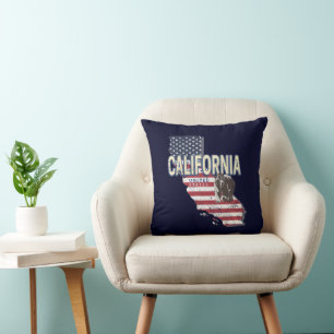 California United Stater Retro State Karta Vintage Kudde
