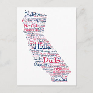 California USA Slang Word Art Kart Postkort Vykort