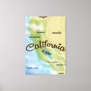 California USA vintage karta och reseaffisch Canvastryck