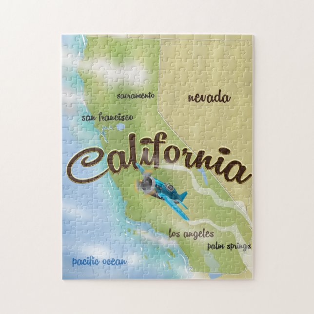 California USA vintage karta och reseaffisch Pussel (Vertikal)