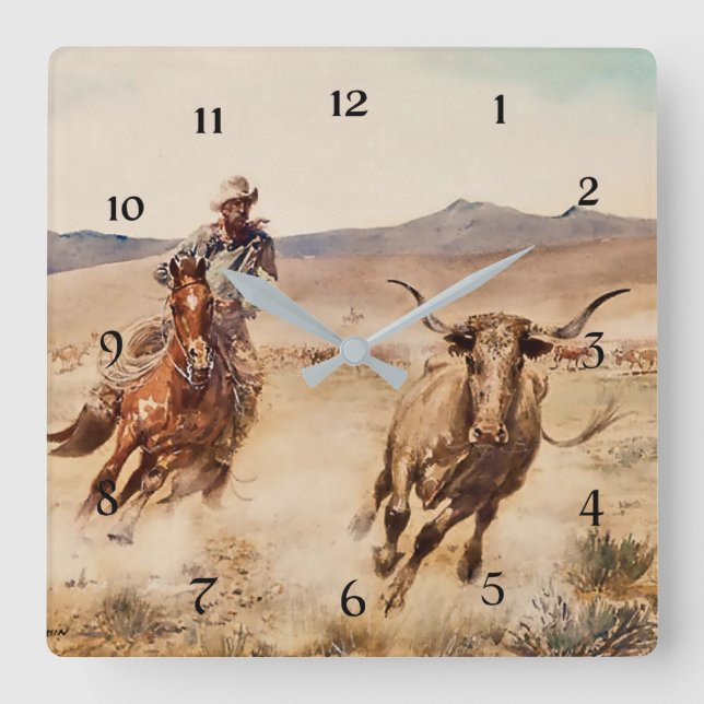 “California Vaquero” by Edward Borein Fyrkantig Klocka (Framsida)