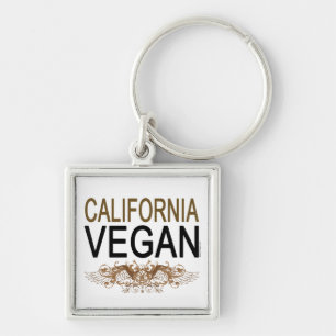California Vegan Fyrkantig Silverfärgad Nyckelring