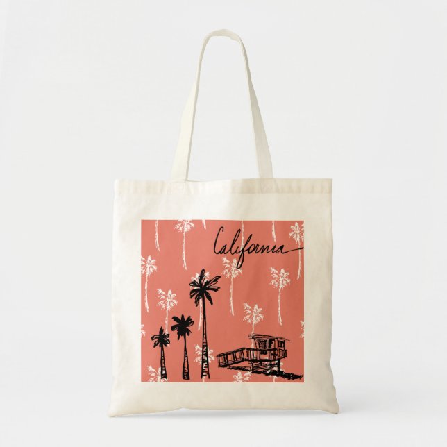 california vibes tote säck (korall) V2 Tygkasse (Framsidan)