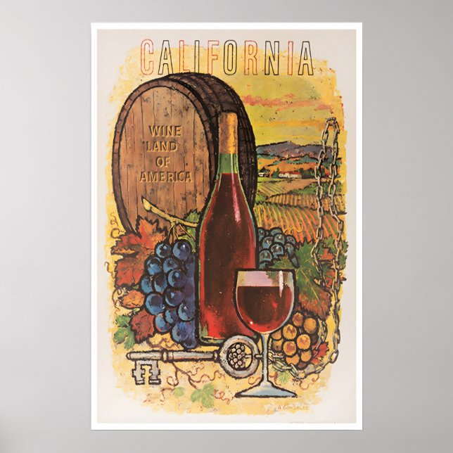 California Vin Konst Resa Affisch Vinårdstryck (Framsidan)