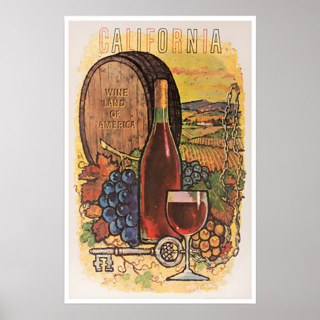 California Vin Konst Resa Affisch Vinårdstryck (Framsidan)