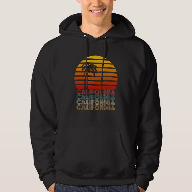 California Vintage Sommer Sunset Sunrise Retro Hoodie (Framsida)