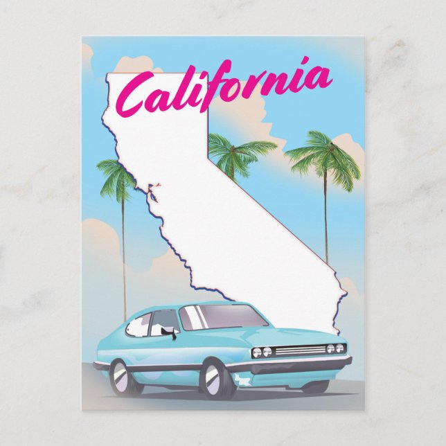 California Vintage-stil Semesterplakat Vykort (Framsida)