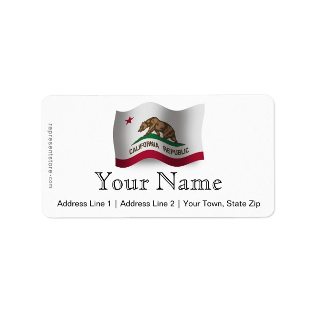 California Wave Flagga Adressetikett (Framsidan)