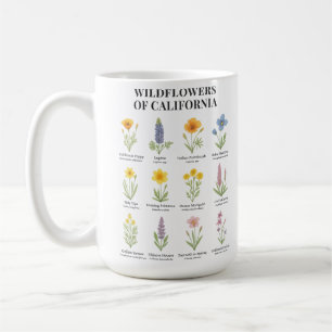California Wildblommor - Botanical Watercolor Illu Kaffemugg