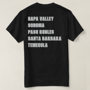 California Wine Regions Napa Svart Fram Och Bak T Shirt