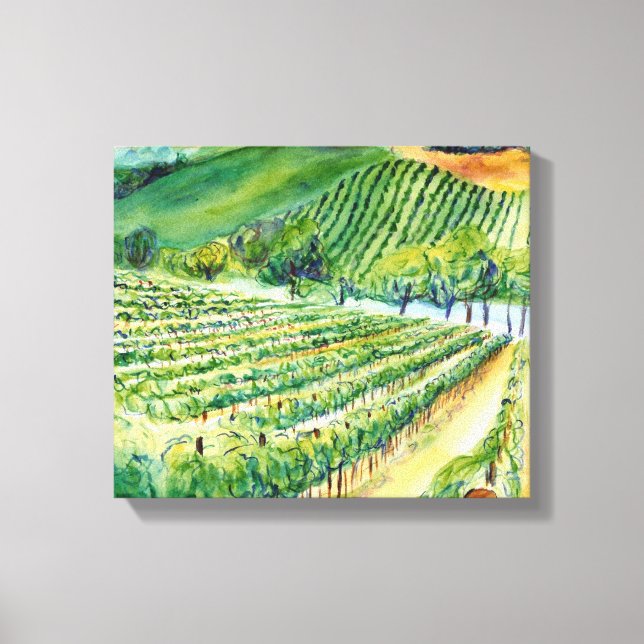California Winery Vineyard Painting Kanvastryck (Framsida)