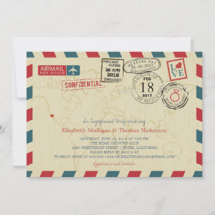 California World Traveler Airmail Förlovningsfest Inbjudningar