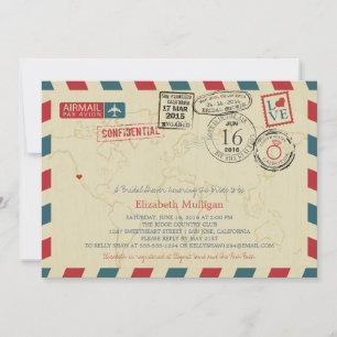 California World Traveler Airmail Möhippa Inbjudningar