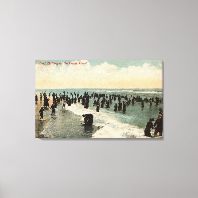 CaliforniaCrowds Swimming på Pacific Kusten Canvastryck (Framsida)