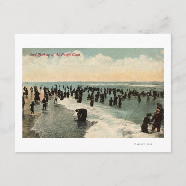 CaliforniaCrowds Swimming på Pacific Kusten Vykort (Framsida)