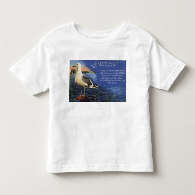 CaliforniaGreetings från, fiskmåsdikt Tee Shirt (Framsida)