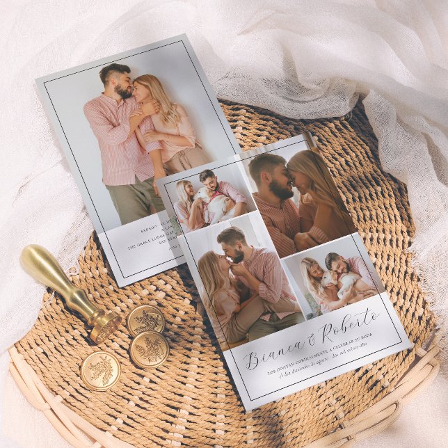 Caligrafía Moderna 5 Fotos Invación de Boda Inbjudningar (Skapare uppladdad)