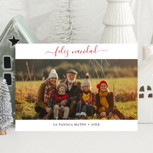 Caligrafía Red Feliz Navidad jul Photo Julkort