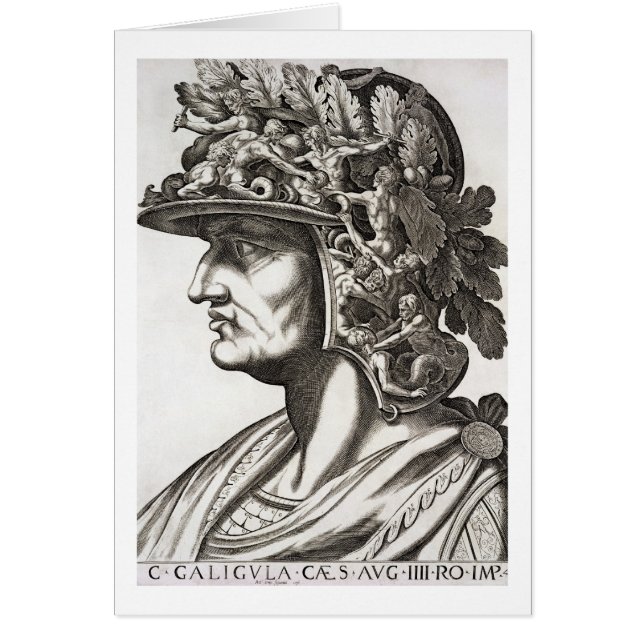 Caligula Caesar (12-41 ANNONS), 1596 (gravyr) Hälsningskort (Framsidan)