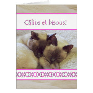 Câlins et bisous, Hugs och kisses i Fransk Hälsningskort