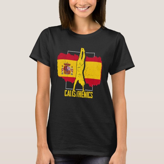 Calisthenics Athlete Spain Flag Fitness Street Wor T Shirt (Framsida)