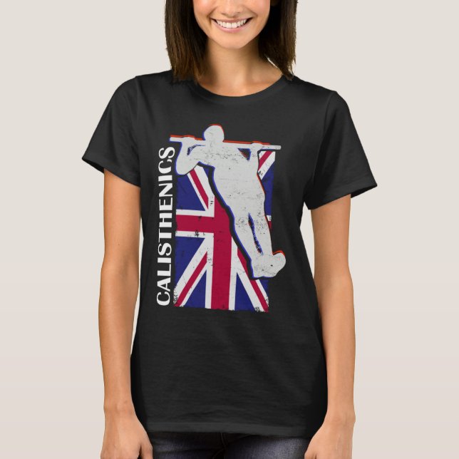 Calisthenics Athlete UK Flag Fitness Gym Street Wo T Shirt (Framsida)