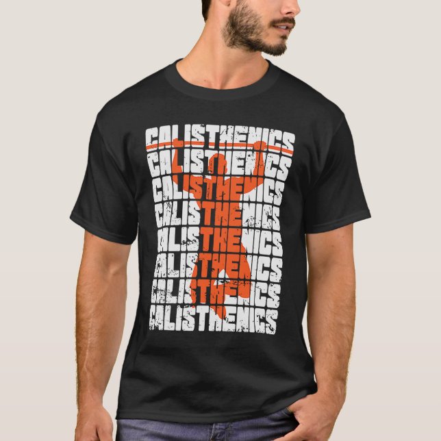 Calisthenics drar upp Pub Fitness Workout T Shirt (Framsida)