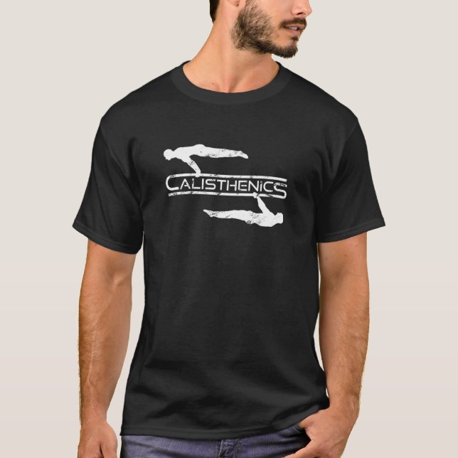 Calisthenics Front Lever Planche Street Workout T Shirt (Framsida)