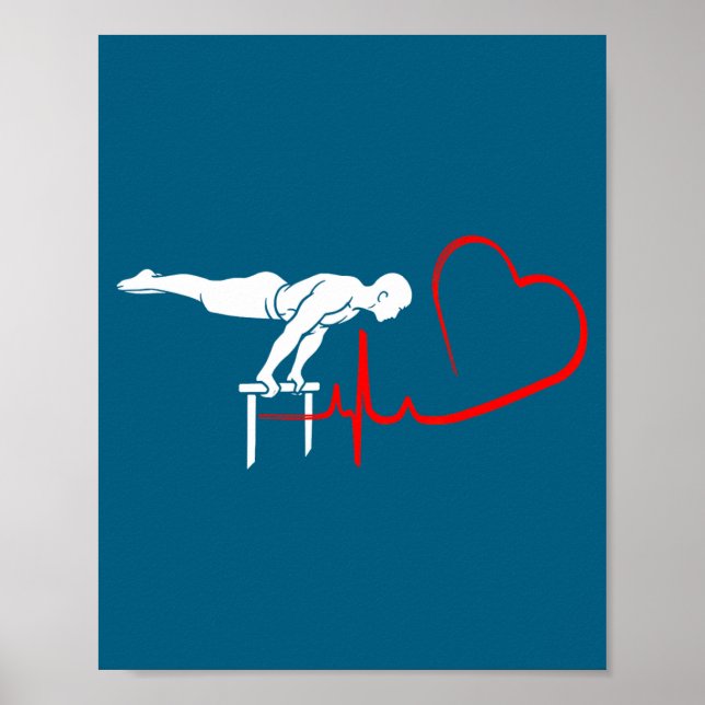 Calisthenics Planche Heartbeat Gymnast Fitness Hum Poster (Framsidan)