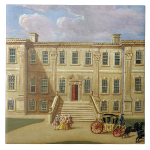 Calke Hall, Derbyshire, placera av harpan för her Kakelplatta