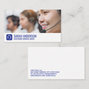 Call Center Worker Smiling Logotyp för huvudupps Visitkort