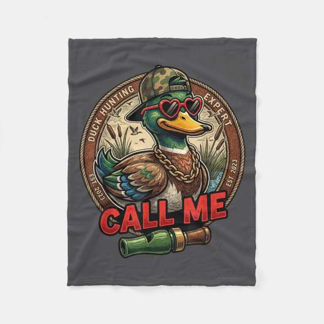 Call Me Duck Hunting Retro Valentine's Day Men Wom Fleecefilt (Framsidan)