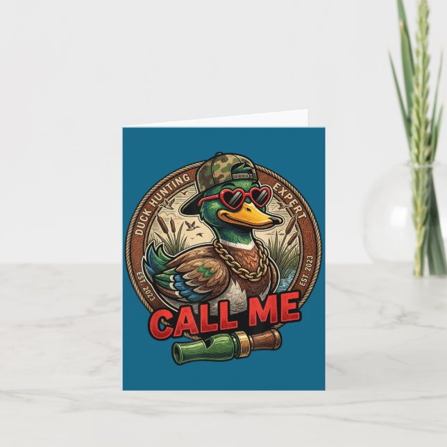 Call Me Duck Hunting Retro Valentine's Day Men Wom Kort (Framsida)