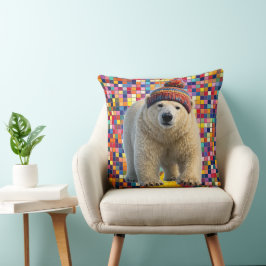 Call polar bear and Benny mosaic throw pillow Kudde