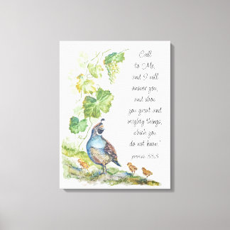 Call to Me Scripture Inspiration California Quail Canvastryck