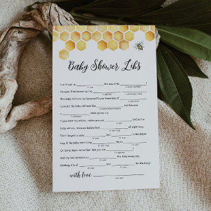 CALLA Baby Bee Baby Shower Libs Game Card