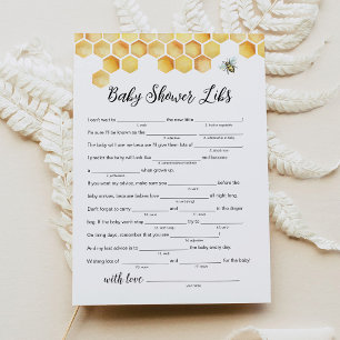 CALLA Baby Bee Baby Shower Libs Game Card Inbjudningar