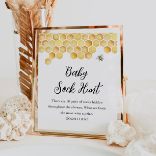 CALLA Baby Sock Hunt Baby Shower Game Sign Poster