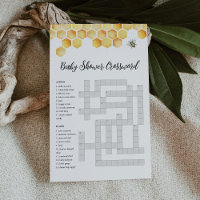 CALLA Bee Baby Shower Crossword-spelkort