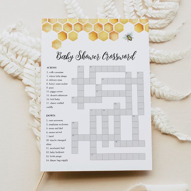 CALLA Bee Baby Shower Crossword-spelkort Inbjudningar (Skapare uppladdad)