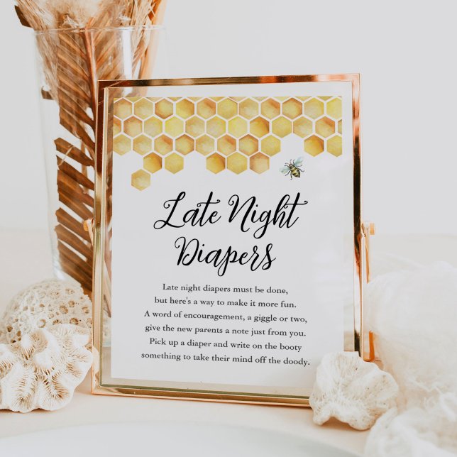 CALLA Bee Late Night Diaper Baby Shower Sign Poster (Skapare uppladdad)