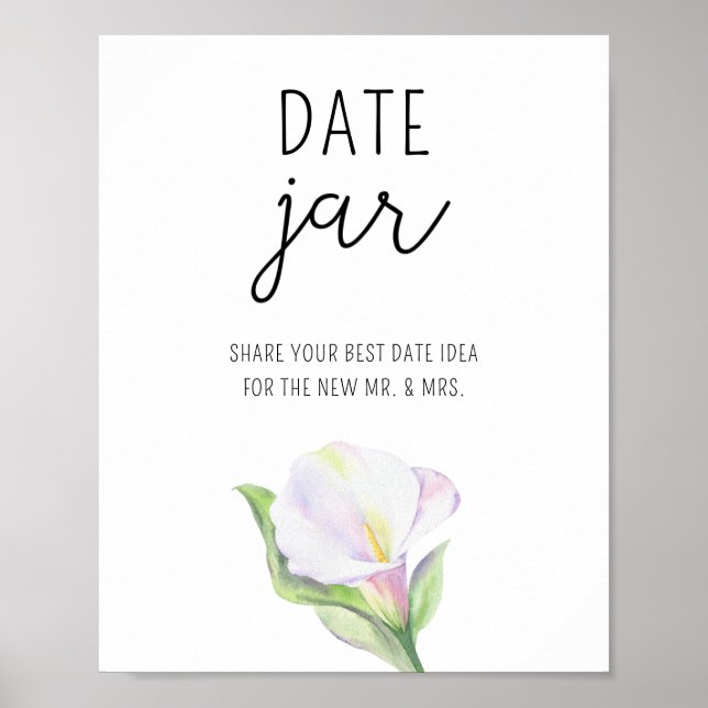 Calla - dejtingidéer. Datum burk bröllopsspel Poster (Framsidan)