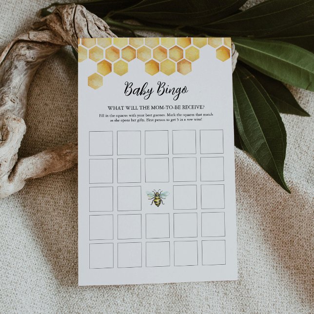 CALLA Honey Bee Baby Shower Bingo Kort (Skapare uppladdad)