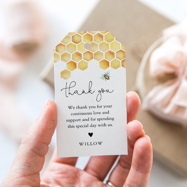 CALLA Honeycomb Bee Favor Tag Presentetikett (Skapare uppladdad)