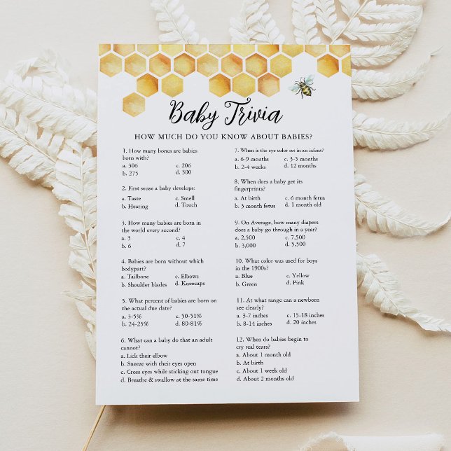 CALLA Honungsbi Baby Trivia-gaskort för babyskor Inbjudningar (Skapare uppladdad)