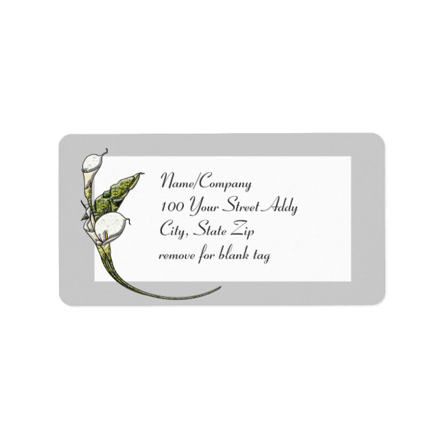Calla Lilies Adressetikett (Framsidan)