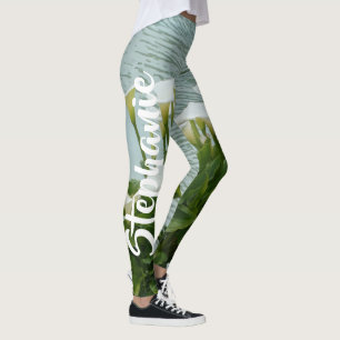 Calla Lilies Blommigt, Personlig Namn Leggings