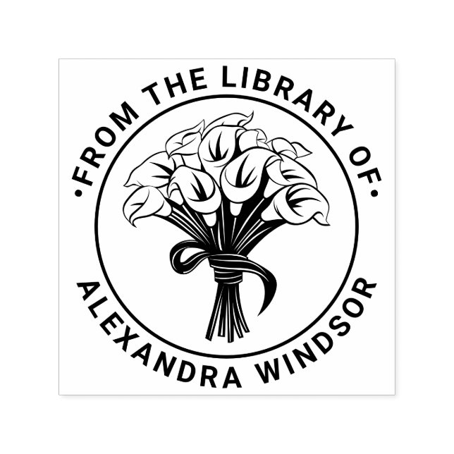 Calla Lilies Bouquet Bow Ribbon Bibliotek  Självfärgande Stämpel (Design)