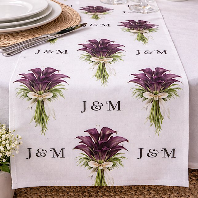 Calla Lilies Floral Wedding Fabric with Monogram Tyg (Skapare uppladdad)