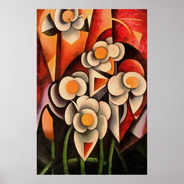 Calla Lilies Geometric Art Abstrakt in Brown Tones Poster (Framsidan)